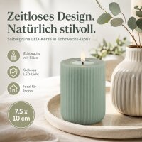 Shape Gerillte Kerze Salbei Grün 7,5 x 10 cm