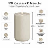 Shape Gerillte Kerze Sand 7,5 x 12,5 cm