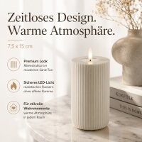Shape Gerillte Kerze Sand 7,5 x 15 cm