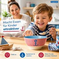 Melamin Kinderschüssel groß 500ml Rot Hellblau - maritime Anker Schale