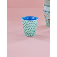 Rice Melamin Becher Medium Blau mit Grünen Sternen
