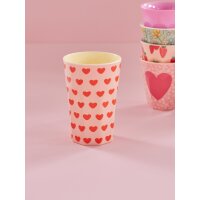 Rice Melamin Becher Groß Rosa mit Roten Herzen