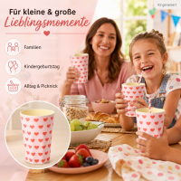 Rice Melamin Becher Groß Rosa mit Roten Herzen