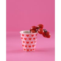 Rice Melamin Becher Medium Rosa mit Roten Herzen