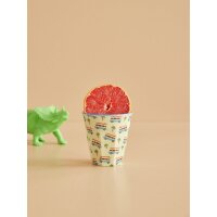 Rice Melamin Becher Medium Blau mit Wohnmobil Muster