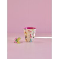 Rice Melamin Becher Medium Beige mit Schmetterling Muster