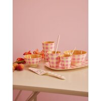 Rice Melamin Becher Medium Pink mit Streifen Muster