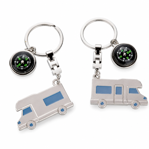 Schlüsselanhänger mit Wohnmobil und Kompass