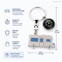 Schlüsselanhänger mit Wohnmobil und Kompass