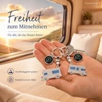 Schlüsselanhänger mit Wohnmobil und Kompass