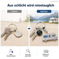 Schlüsselanhänger mit Wohnmobil und Kompass