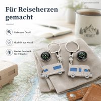 Schlüsselanhänger mit Wohnmobil und Kompass