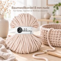 Baumwollkordel 8mm 100m Beige Nude - Häkelkordel aus Baumwolle