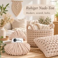 Baumwollkordel 8mm 100m Beige Nude - Häkelkordel aus Baumwolle