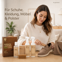 Lederpflege Set für Nubuk 250ml Braun Eco Wildleder Schutz Reinigung