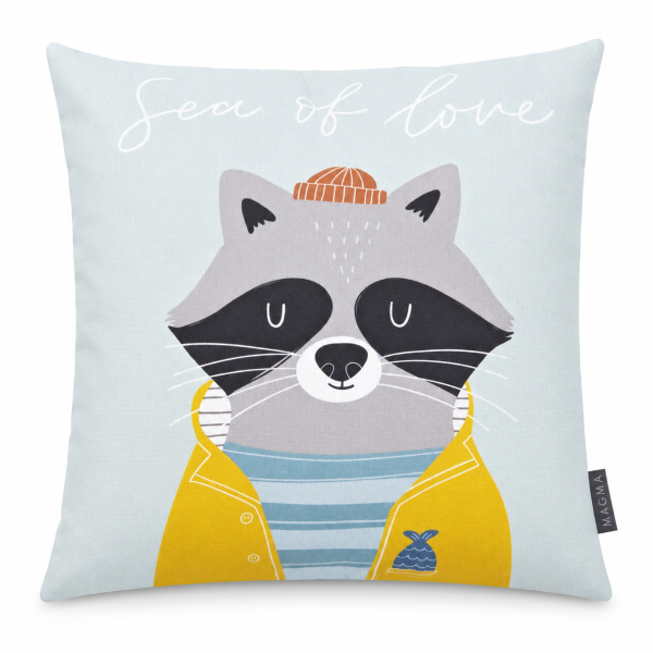 Magma Seafriends Kissenhülle mit Reissverschluss Waschbär 45x45