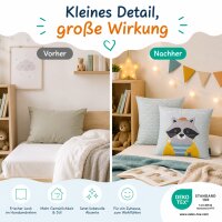 Kinderkissenbezug 45x45 Blau Hellblau Baumwolle mit Waschbär Motiv