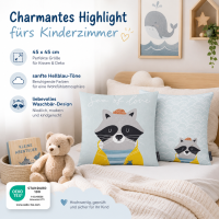 Magma Seafriends Kissenhülle mit Reissverschluss Waschbär 45x45