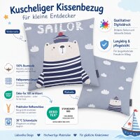 Dekokissenhülle Kinder 45x45 Grau hellgrau Baumwolle Seebär Kinderzimmer