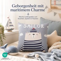 Dekokissenhülle Kinder 45x45 Grau hellgrau Baumwolle Seebär Kinderzimmer