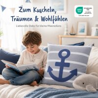 Dekokissenhülle Kinderzimmer 45x45 Grau hellgrau Baumwolle Anker