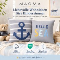 Dekokissenhülle Kinderzimmer 45x45 Grau hellgrau Baumwolle Anker