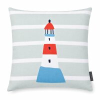 Kissenhülle Leuchtturm 45x45 Grün mint Baumwolle fürs Kinderzimmer