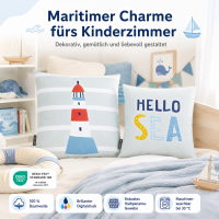 Magma Seafriends Kissenhülle mit Reissverschluss Leuchtturm 45x45