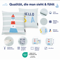 Magma Seafriends Kissenhülle mit Reissverschluss Leuchtturm 45x45