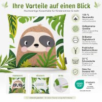 Dekokissenbezug Kinder 45x45 Weiß - Baumwolle Faultier fürs Kinderzimmer