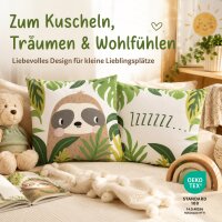 Dekokissenbezug Kinder 45x45 Weiß - Baumwolle Faultier fürs Kinderzimmer