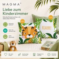 Dekokissenhülle Kinder 45x45 Weiß - Baumwolle Tiger mit Reißverschluss