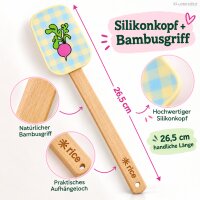 Silikon Teigschaber 26,5cm Bunt Rosa Bambusgriff 3er Set Küche