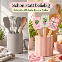 Silikon Teigschaber 26,5cm Bunt Rosa Bambusgriff 3er Set Küche