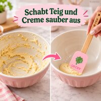 Silikon Teigschaber 26,5cm Bunt Rosa Bambusgriff 3er Set Küche