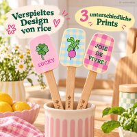 Silikon Teigschaber 26,5cm Bunt Rosa Bambusgriff 3er Set Küche