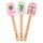 Silikon Teigschaber 26,5cm Bunt Rosa Bambusgriff 3er Set Küche