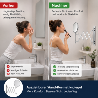 Runder Wandspiegel mit 3-facher Vergrößerung und Ausziehbarem Arm