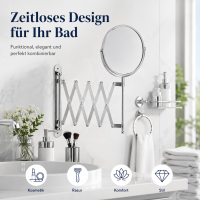 Runder Wandspiegel mit 3-facher Vergrößerung und Ausziehbarem Arm