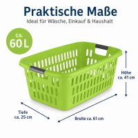 Großer Wäschekorb mit Seitlichen Eingriffen und Belüftung – 60L Kapazität