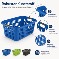 Großer Wäschekorb mit Seitlichen Eingriffen und Belüftung – 60L Kapazität