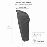 Schutzhülle für Ampelschirm Grau - Wasserdicht & Wetterfest 70 x 190 cm