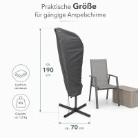 Schutzhülle für Ampelschirm Grau - Wasserdicht & Wetterfest 70 x 190 cm