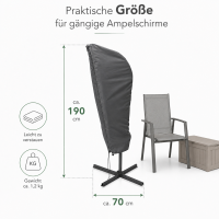 Schutzhülle für Ampelschirm Grau - Wasserdicht & Wetterfest 70 x 190 cm