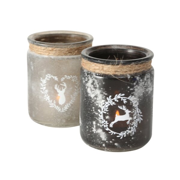 Windlichter mit Hirschmotiv - 2er-SET