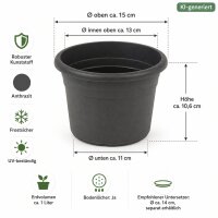 Pflanztopf Fiona Anthrazit Ø 15cm