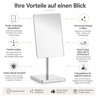 Standspiegel rechteckig verchromt in Silber