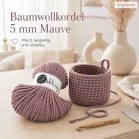 Baumwollkordel 5mm 50m Rosa Mauve - Makramee Garn geflochten
