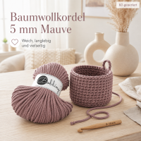 Baumwollkordel 5mm 50m Rosa Mauve - Makramee Garn geflochten
