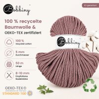 Baumwollkordel 5mm 50m Rosa Mauve - Makramee Garn geflochten